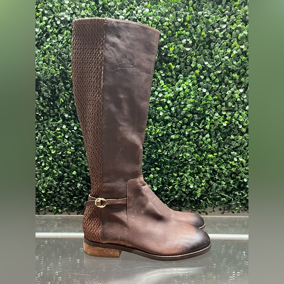 Cole Haan Shoes - Cole Haan Isabel Stretch Leather Chestnut Brown Riding Knee High Boots W15605